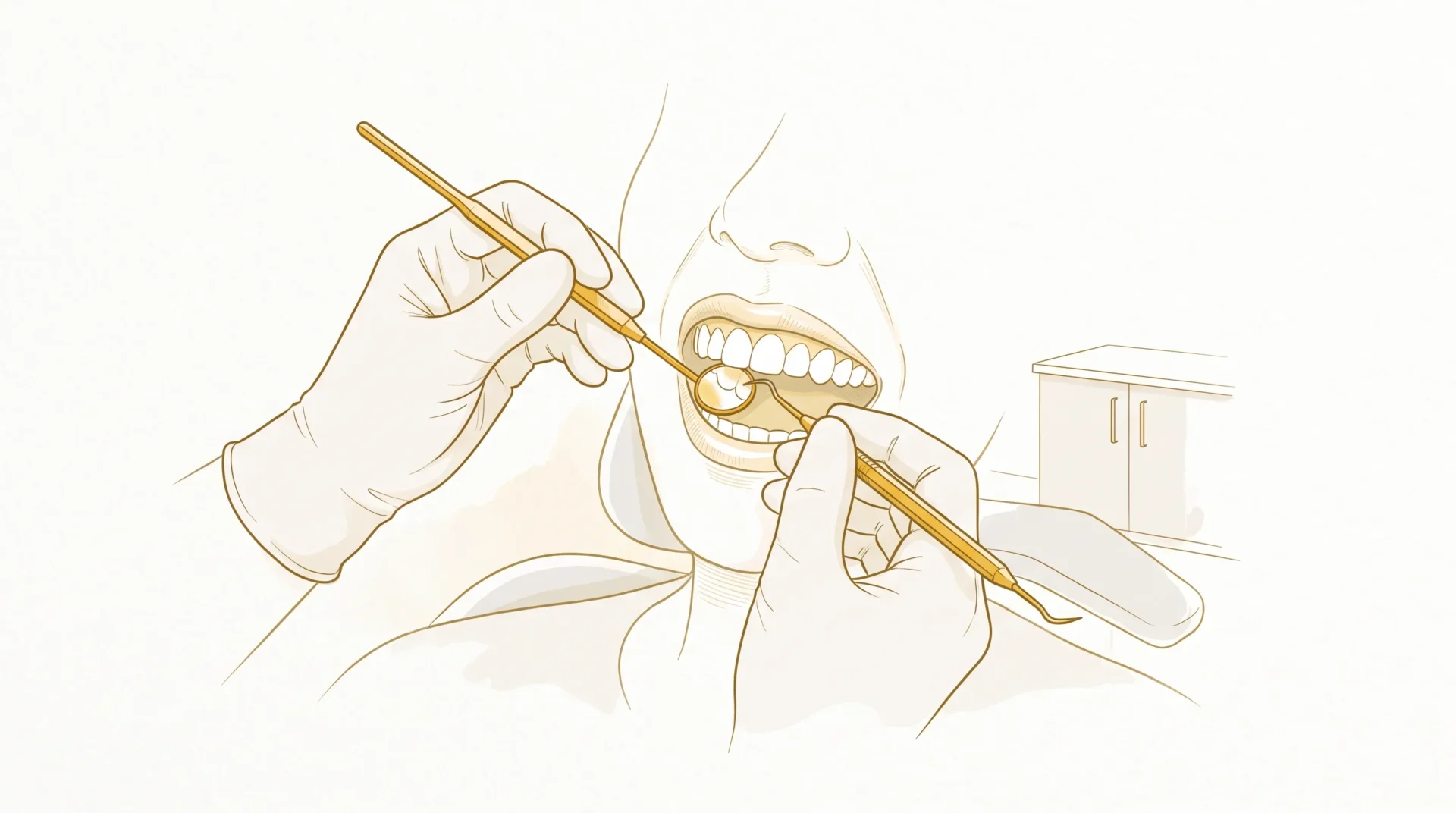 A close dental examination of the gumline during a professional teeth clean.