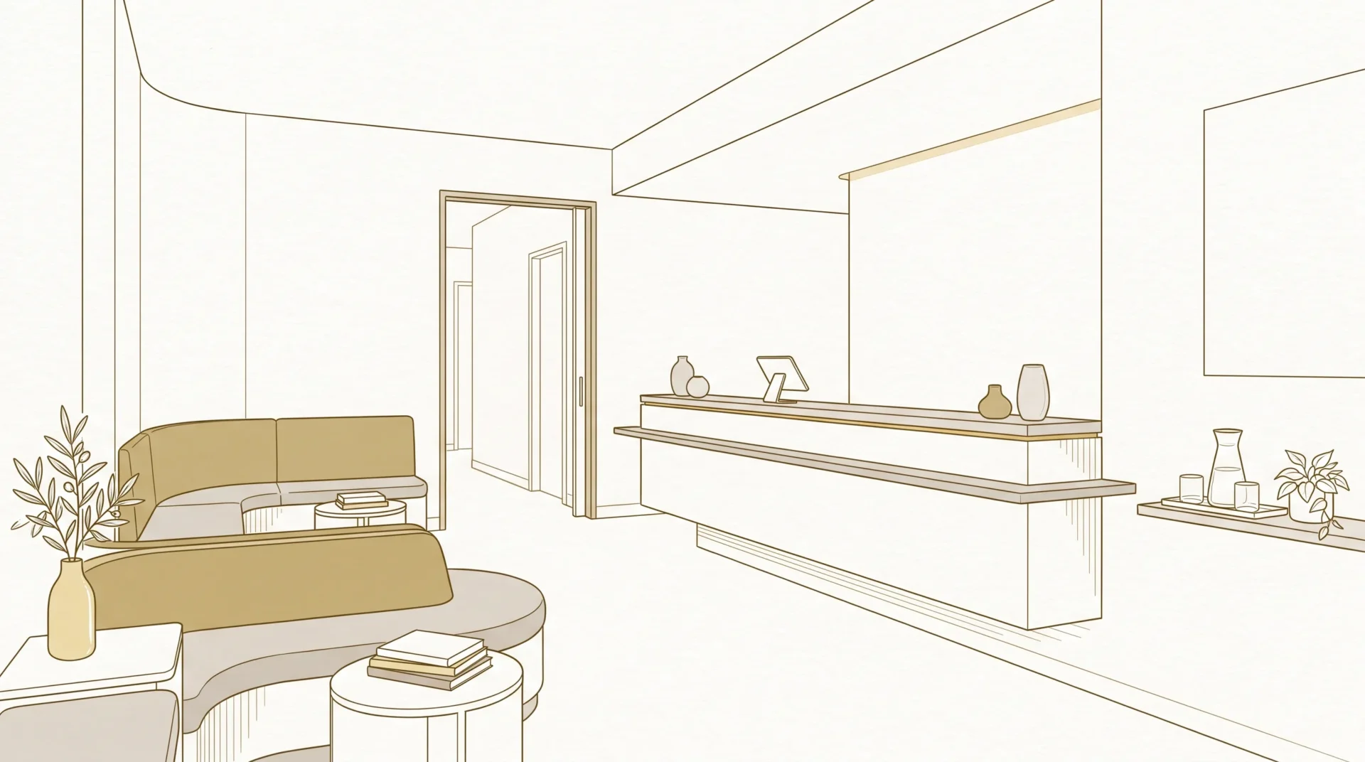 A quiet Geelong dental clinic reception shows the waiting area and front counter before an appointment.