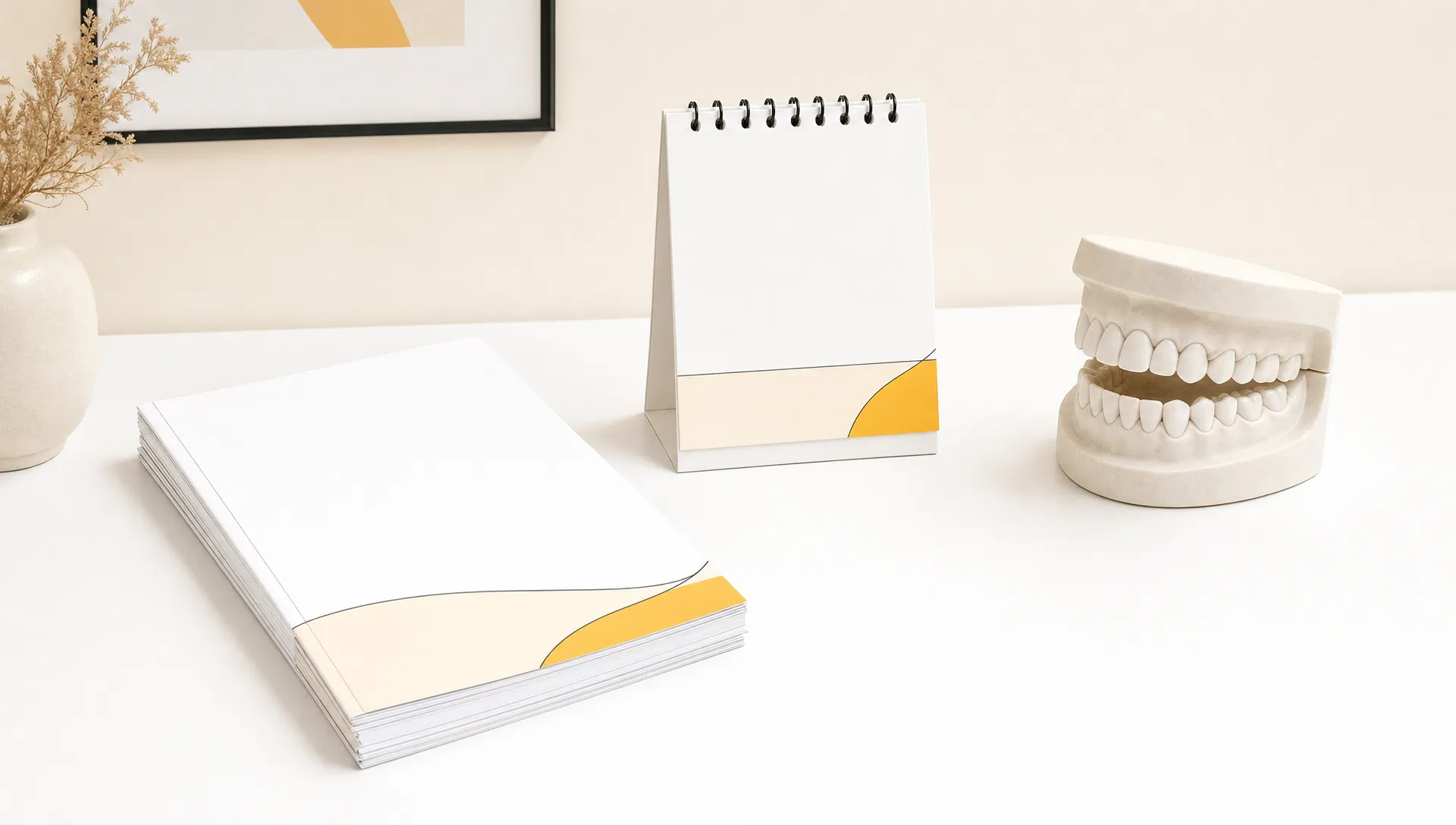 A tabletop arrangement of clinic symbols suggests comparing dental recommendations in Geelong.